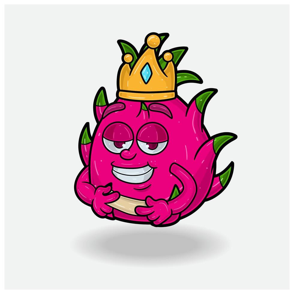 liefde geslagen uitdrukking met draak fruit kroon mascotte karakter tekenfilm. vector