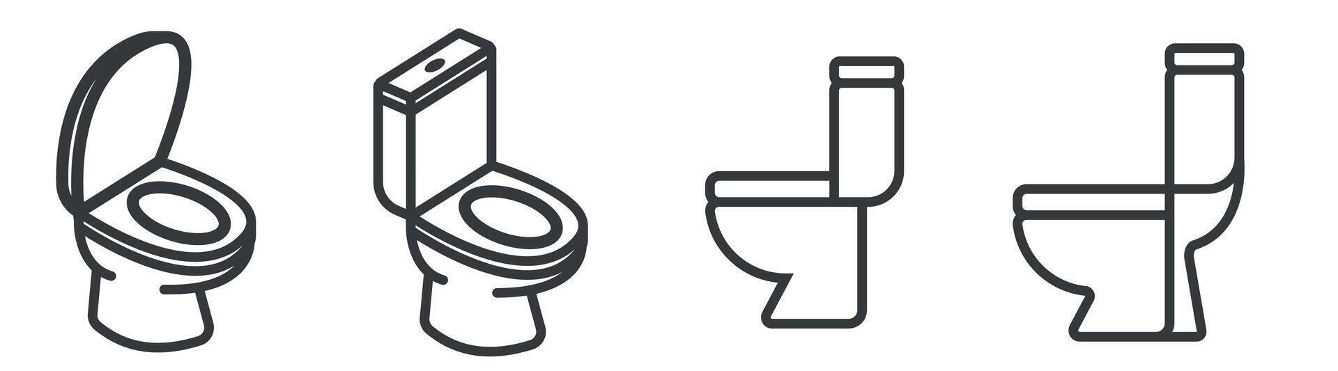 toilet 3d en vlak icoon vector