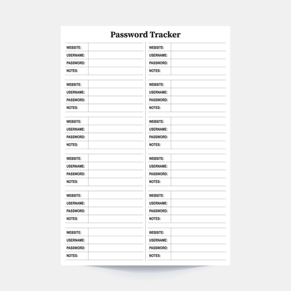 wachtwoord tracker afdrukbaar, wachtwoord loggen, wachtwoord bewaarder, wachtwoord volger, wachtwoord organisator, wachtwoord vel vector