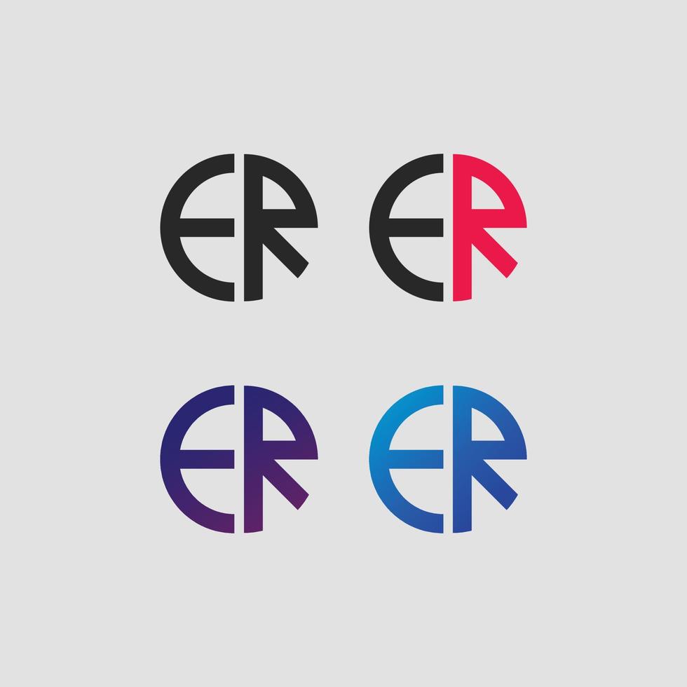 er brief logo vector sjabloon creatief modern vorm kleurrijk monogram cirkel logo bedrijfslogo raster logo