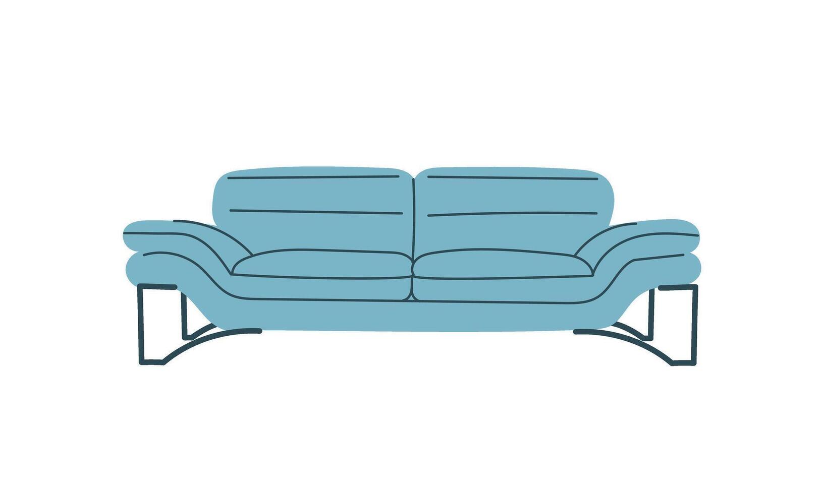 blauw sofa in retro stijl. een modern verzameling van Scandinavisch gestoffeerd meubilair. vlak illustratie vector