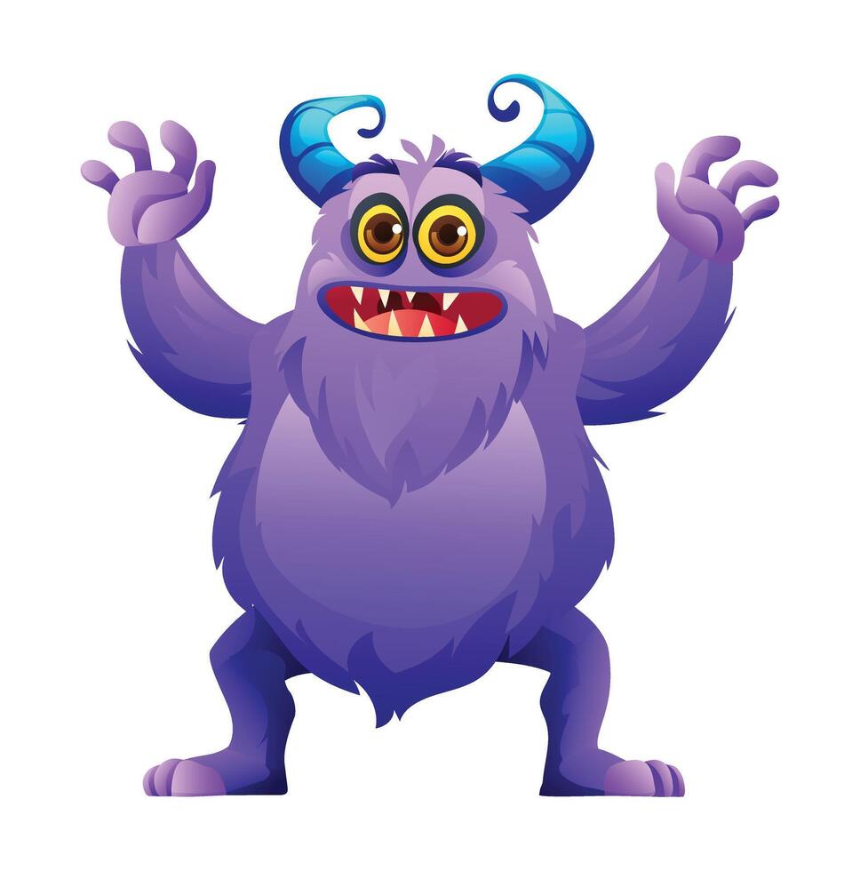 grappig harig monster tekenfilm karakter illustratie vector