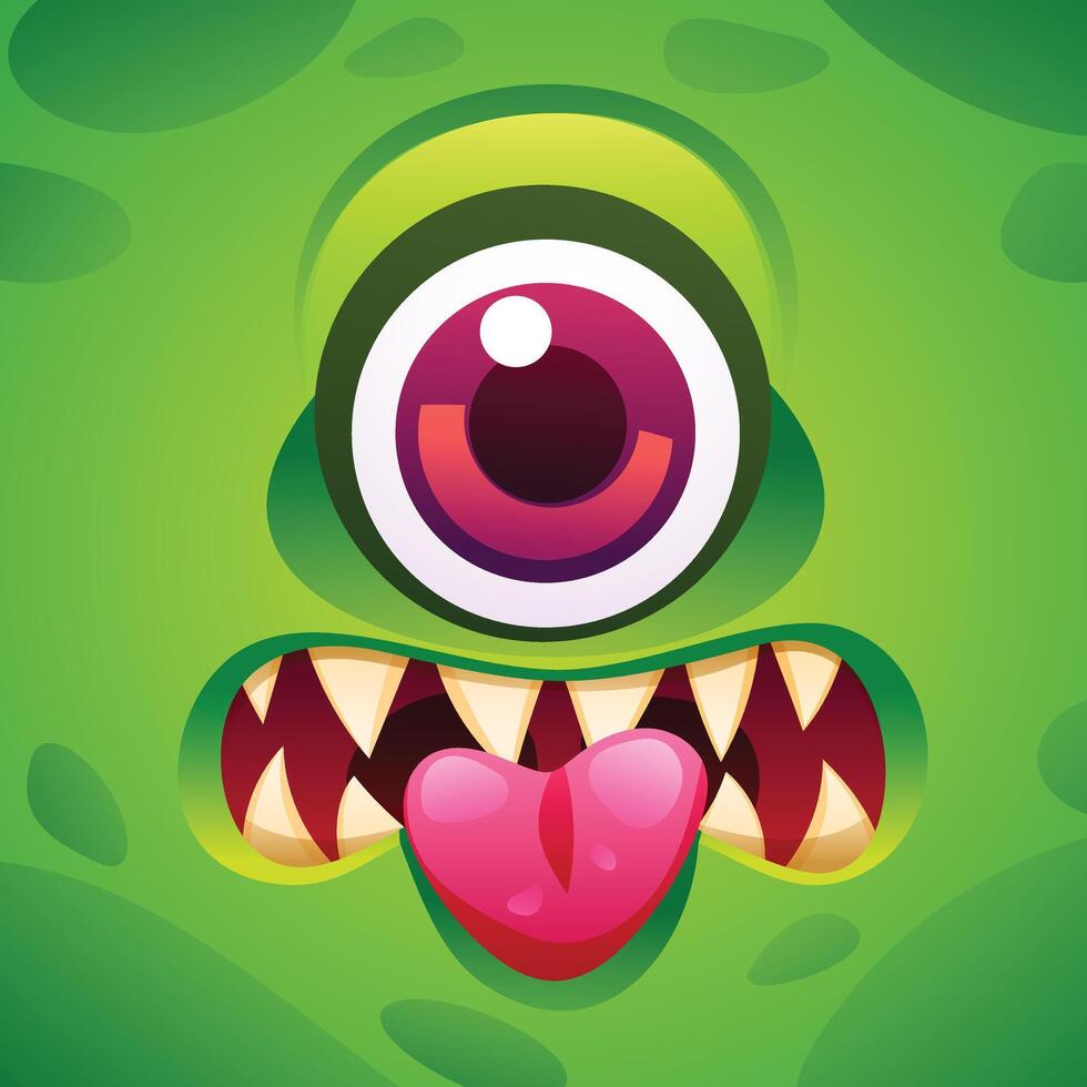 schattig grappig monster tonen tong karakter gezicht uitdrukking. tekenfilm illustratie vector