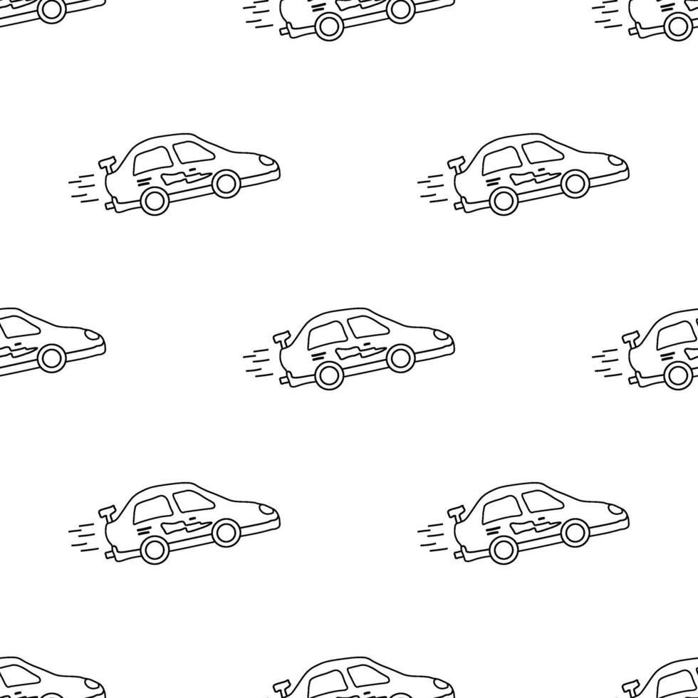 naadloos auto patroon. tekenfilm auto achtergrond. racing illustratie vector