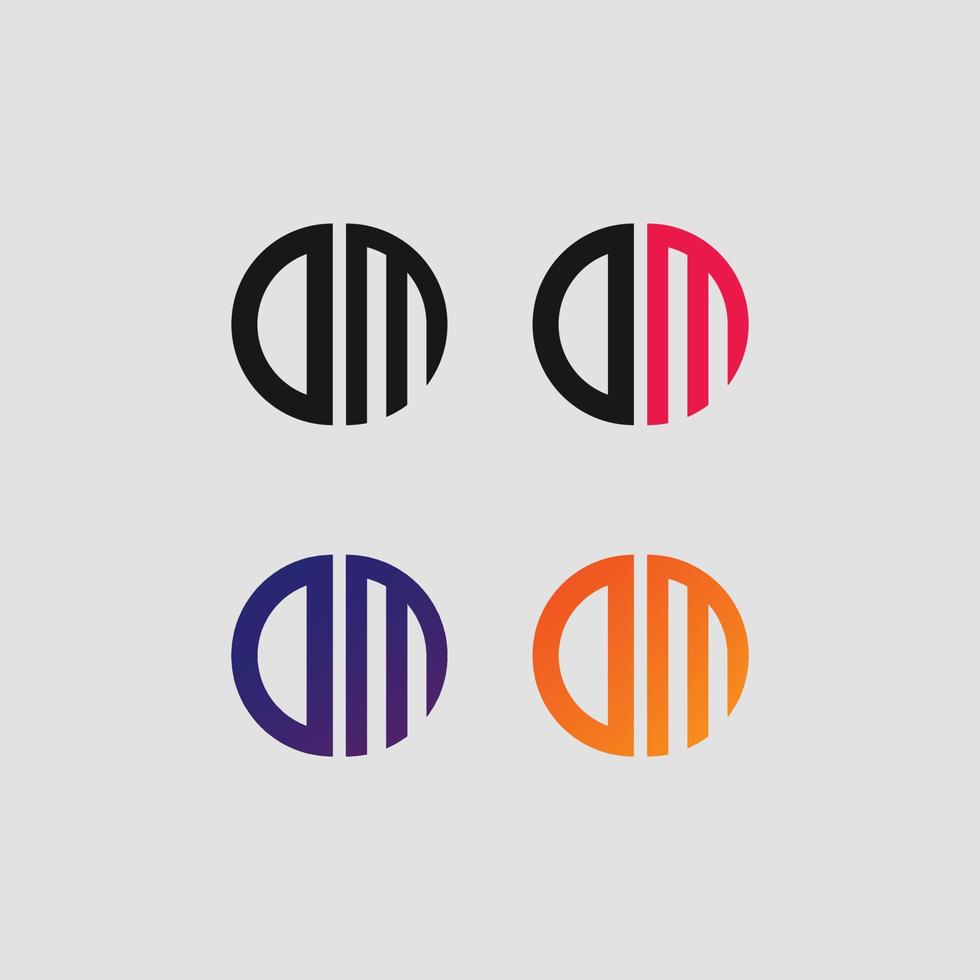 dm brief logo vector sjabloon creatief modern vorm kleurrijk monogram cirkel logo bedrijfslogo raster logo