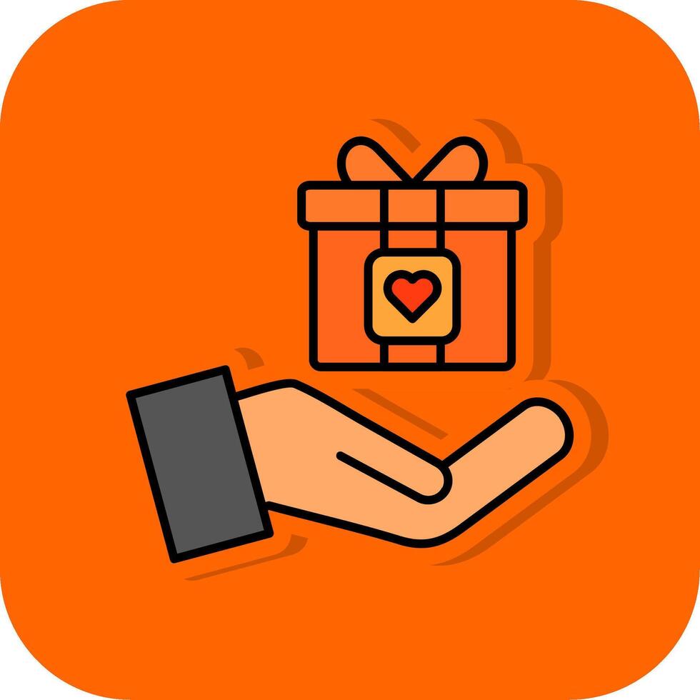 geschenk gevulde oranje achtergrond icoon vector