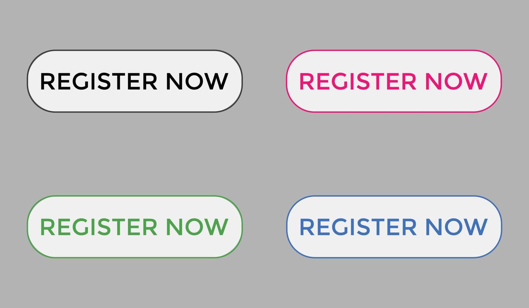 kleurrijke registreer nu tekst webknop set van registreer nu teken pictogram voor website vector