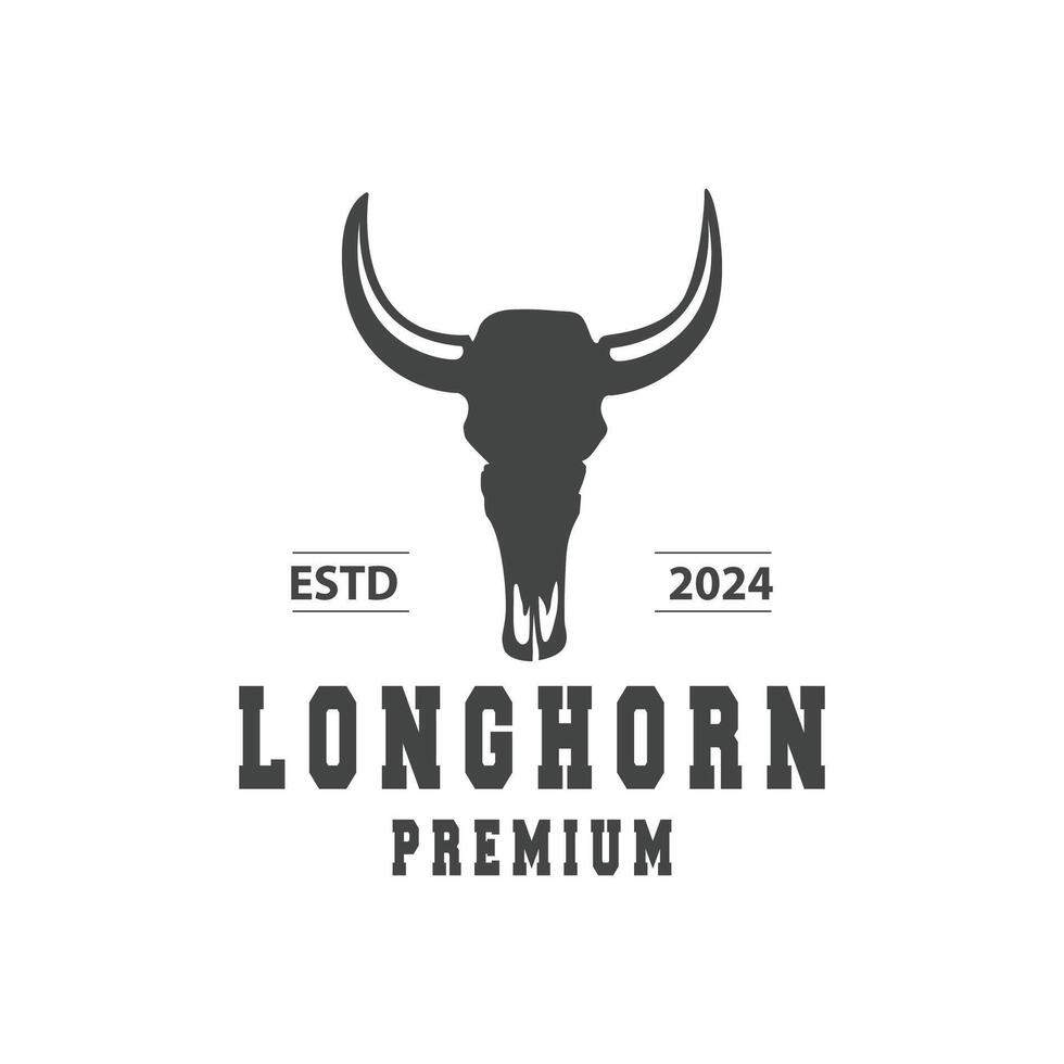 Longhorn dier logo ontwerp, boerderij retro wijnoogst toeter minimalistische gemakkelijk sjabloon illustratie vector