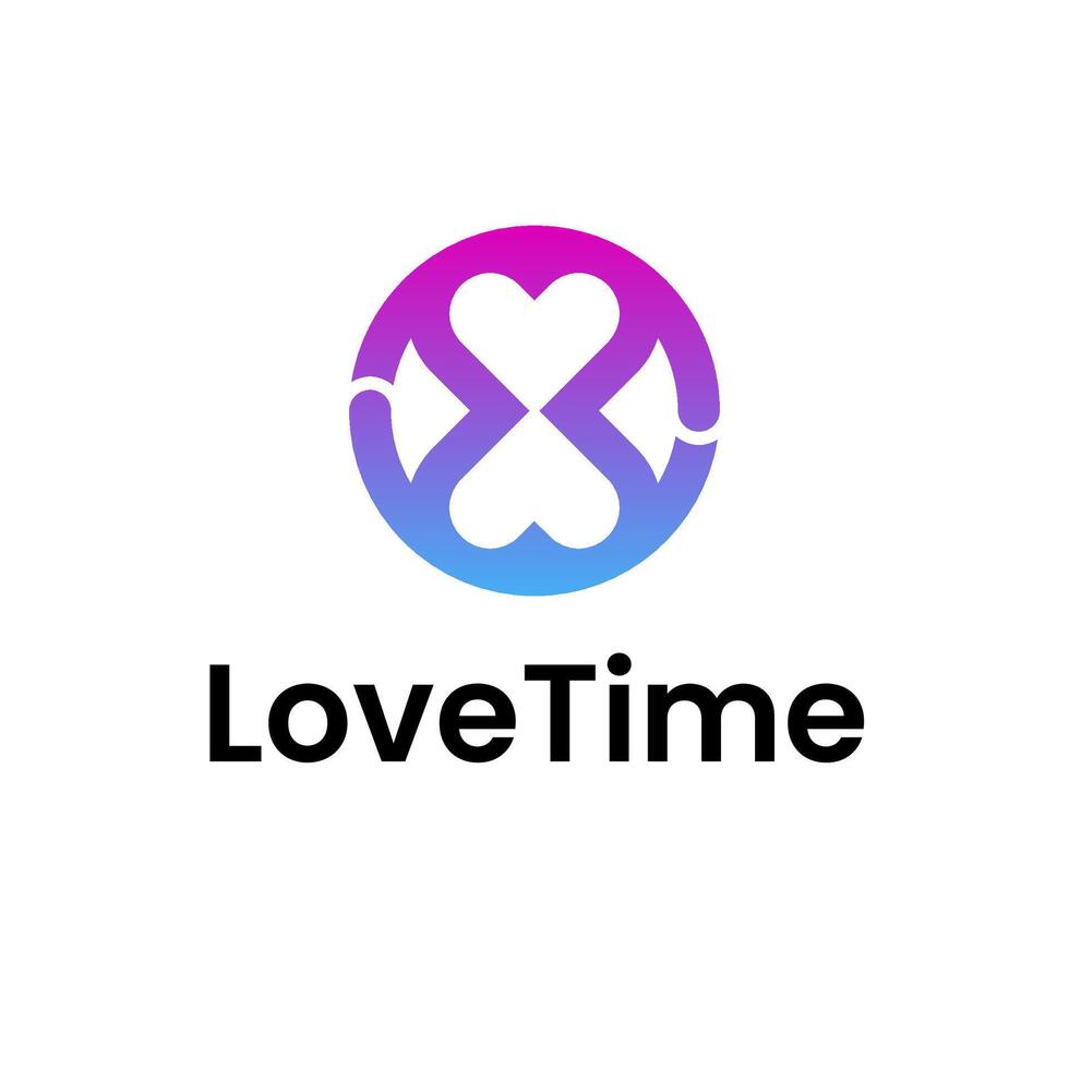 liefde hart aansluiten dating zand klok logo vector