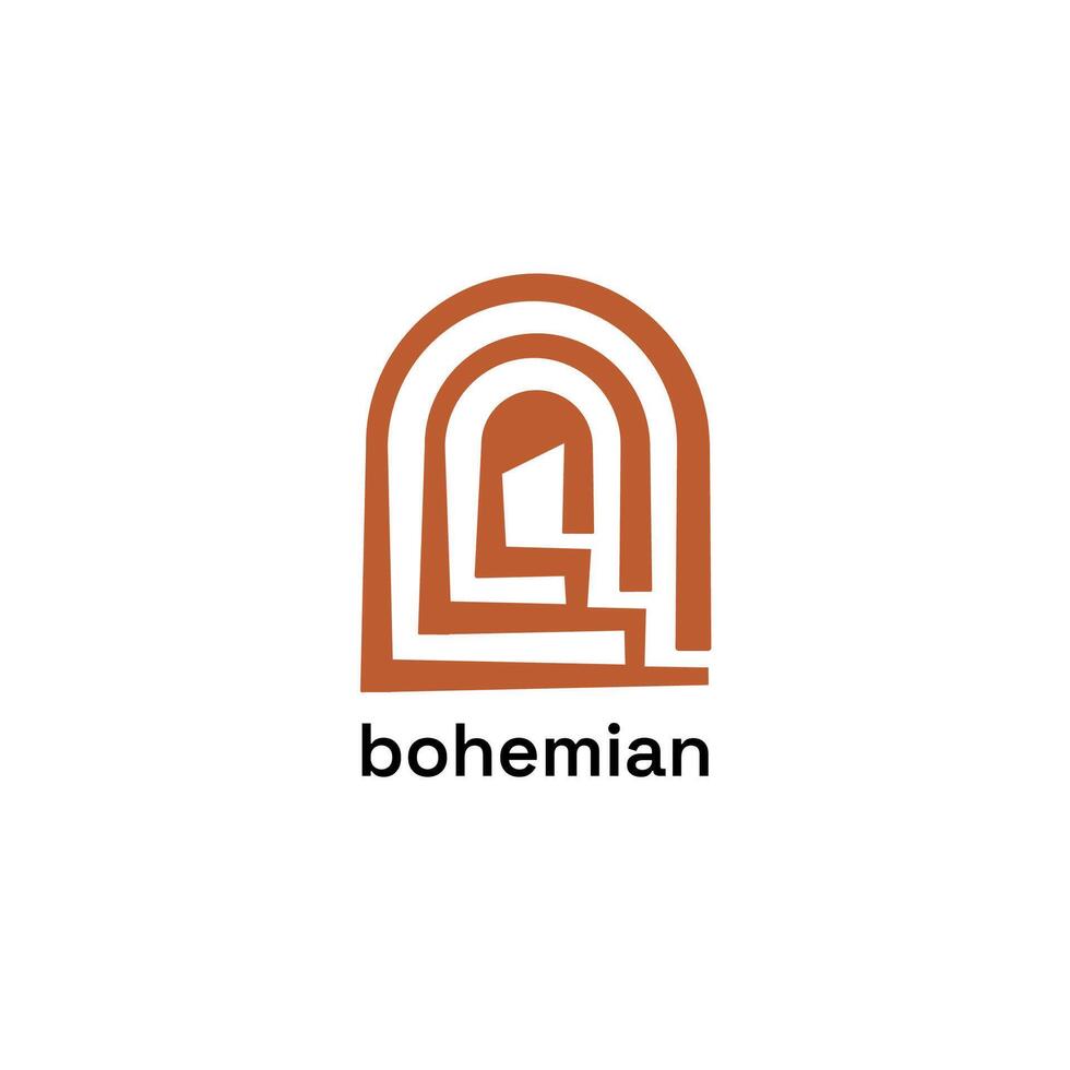 Boheems architect deur gebouw logo vector