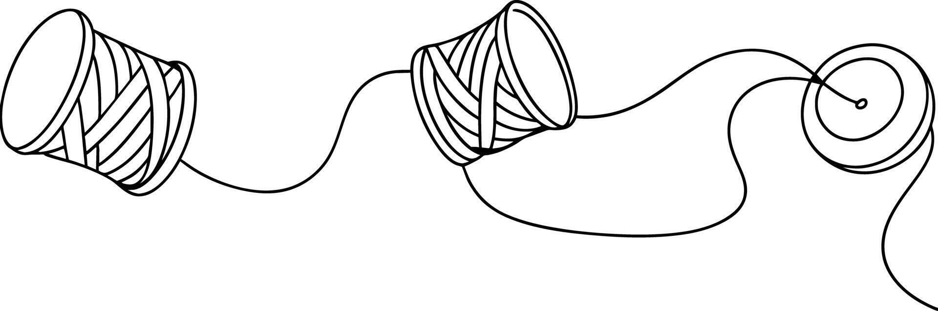 een tekening van een spoel van draad vector