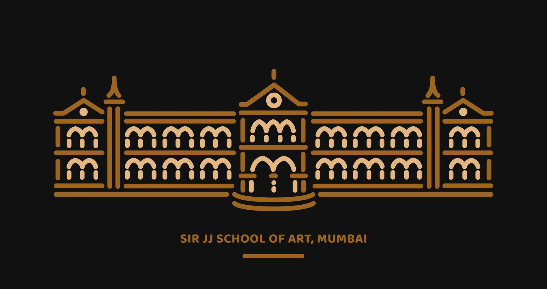 meneer jj school- van kunst collage in Mumbai gebouw lijn illustratie. vector
