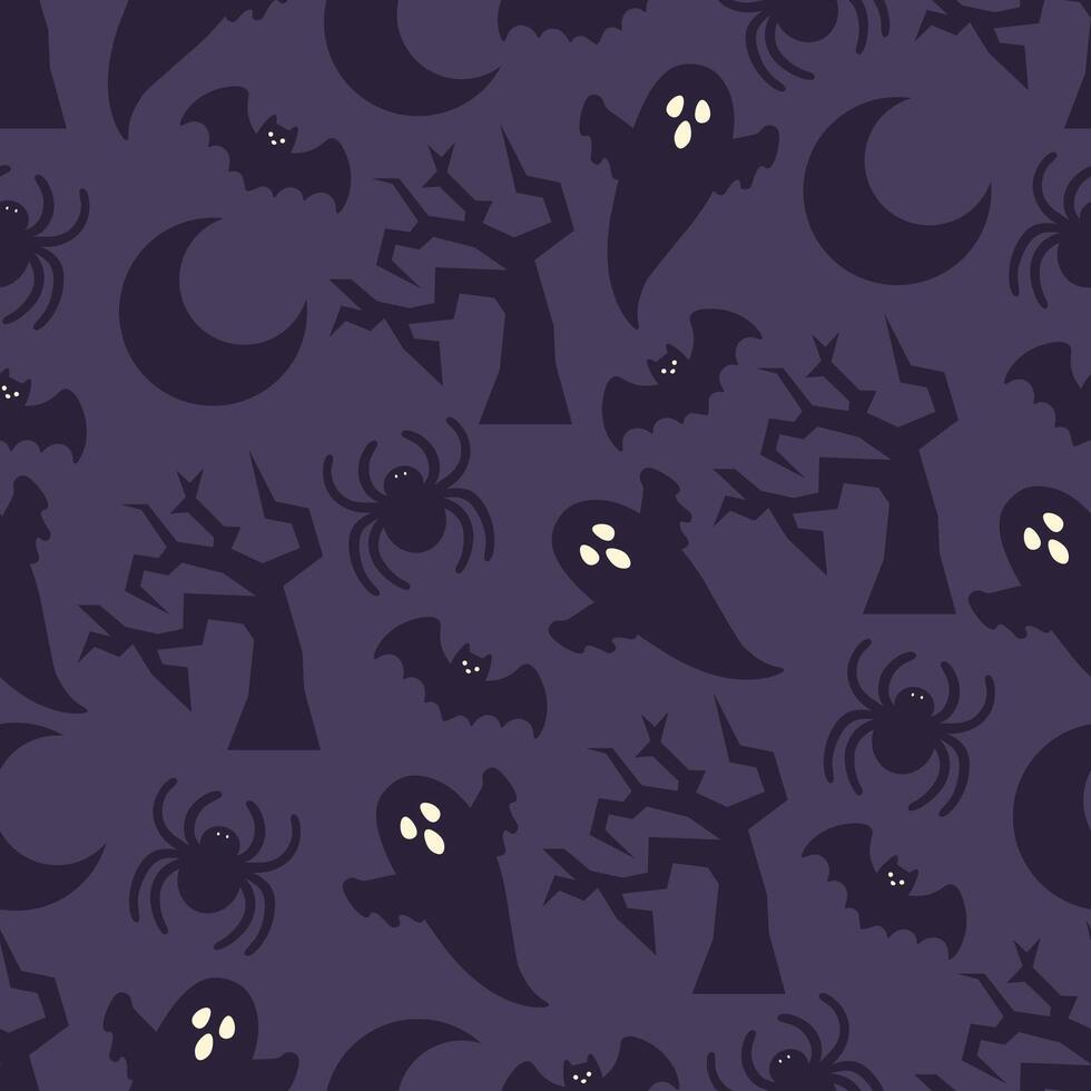 halloween naadloos patroon. heks hoed, kat, kaars, geest vector