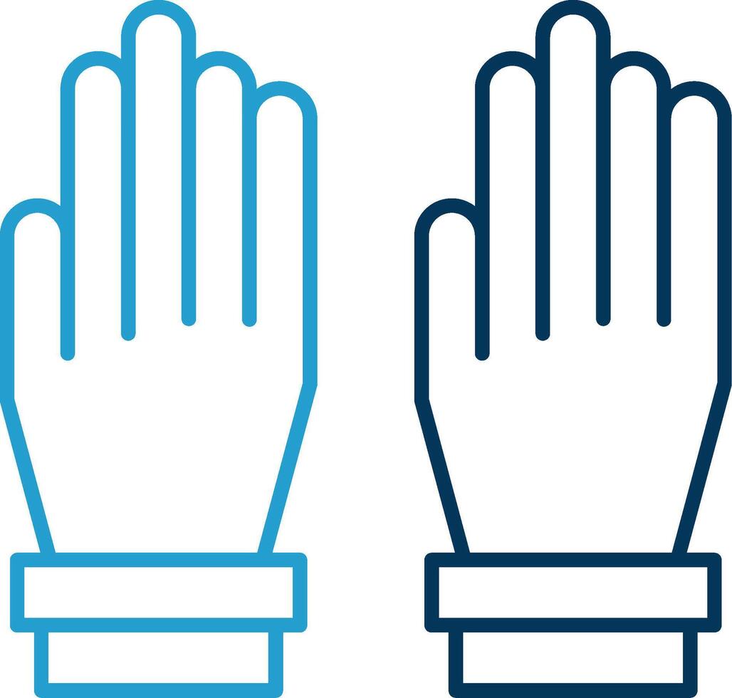 handschoen lijn blauw twee kleur icoon vector