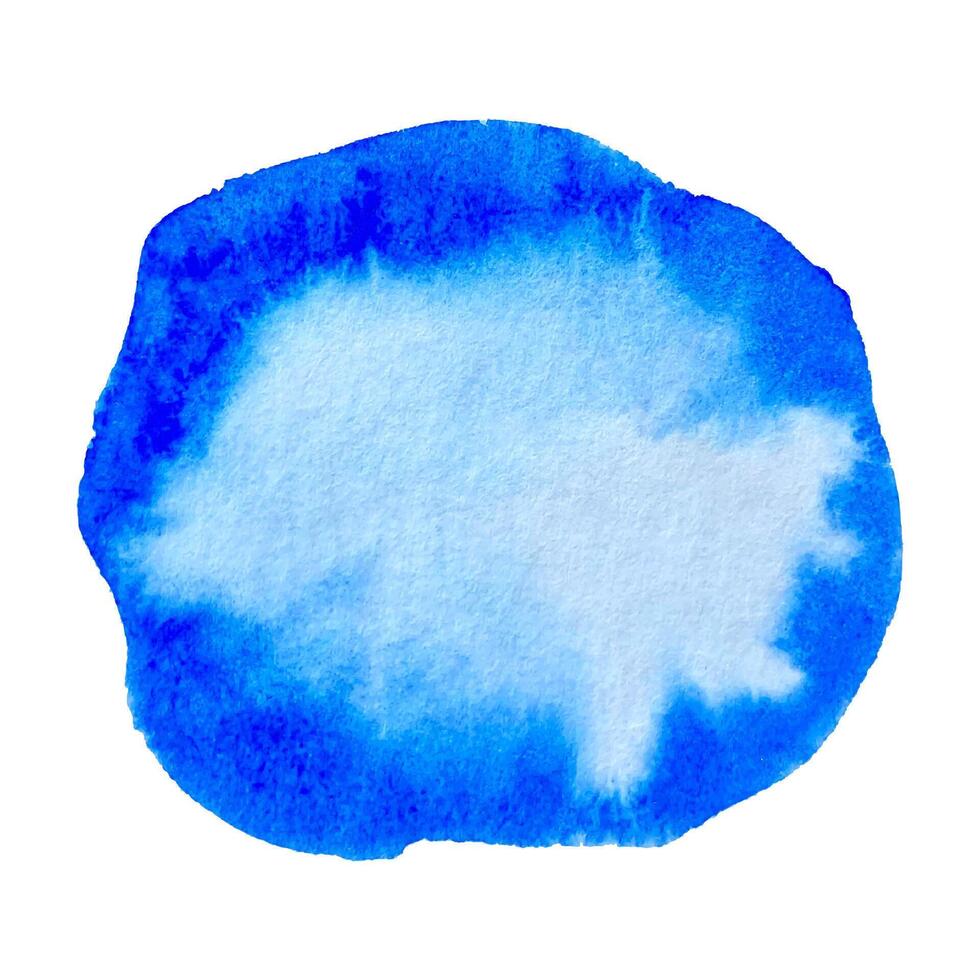 waterverf ronde kader achtergrond gemaakt van blauw verf en leeg ruimte voor invoeging, waterverf en wit papier textuur. sticker, bericht, icoon, sociaal communicatie, emotie. vector