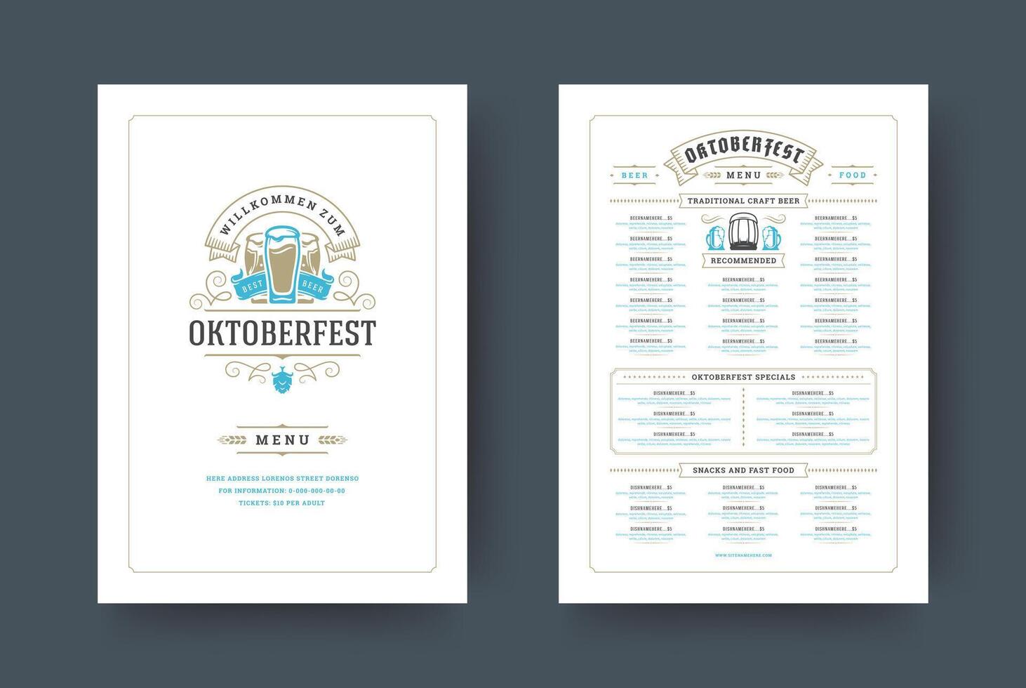 oktoberfeest menu wijnoogst typografie sjabloon met Hoes bier festival viering en etiket ontwerp illustratie vector