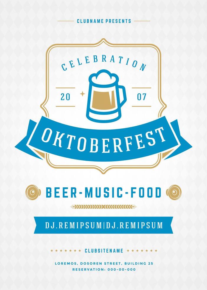 oktoberfeest bier festival viering retro typografie poster vector