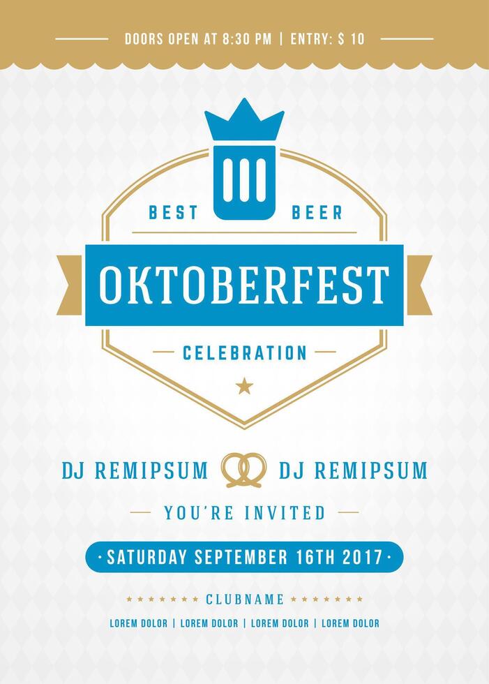 oktoberfeest bier festival viering retro typografie poster vector