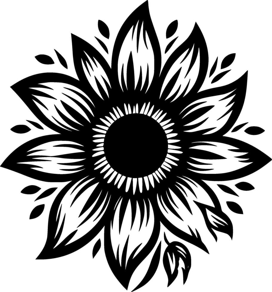bloem, zwart en wit illustratie vector