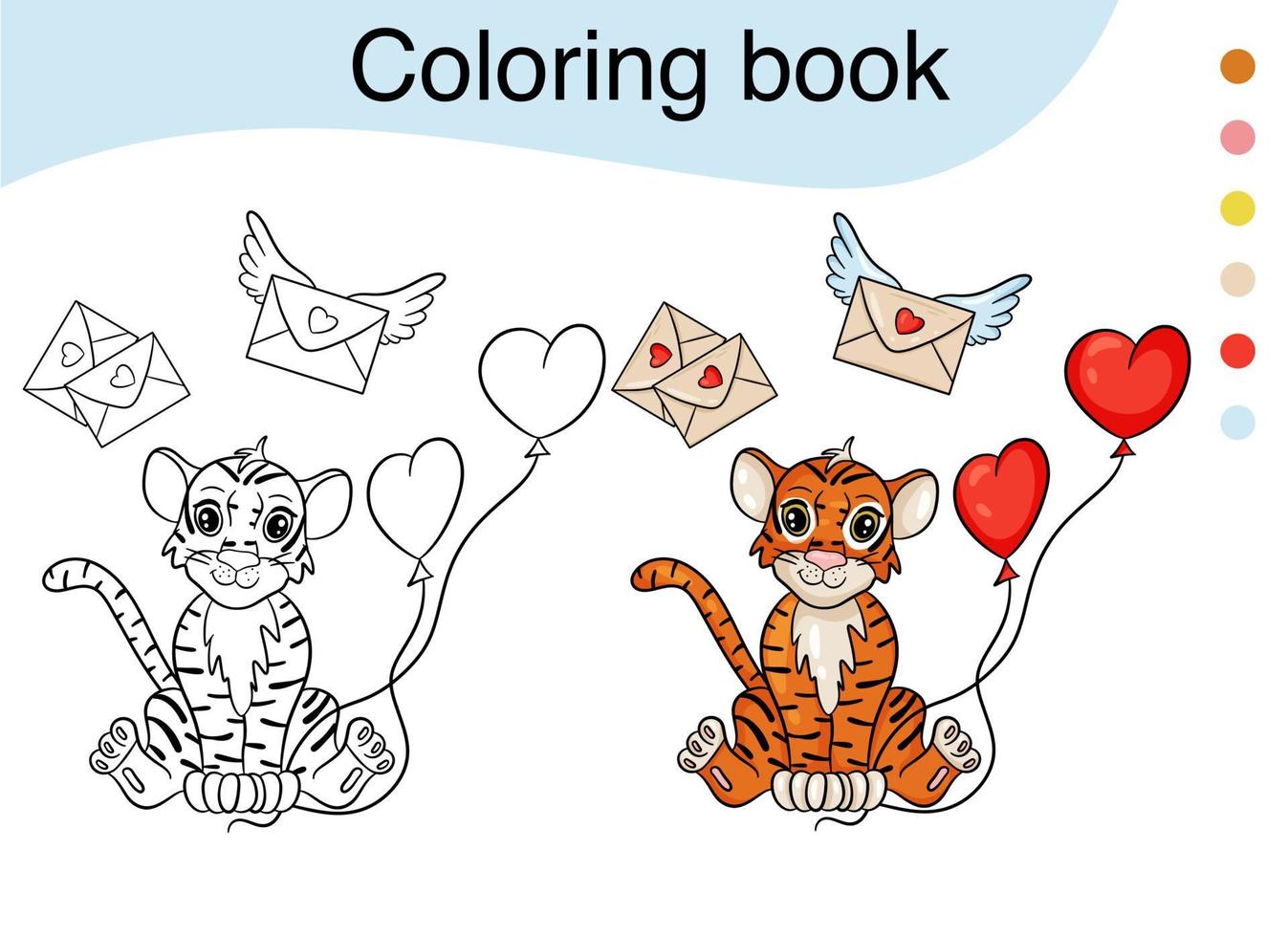 tijger. zwart-wit afbeelding voor een kleurboek. het symbool van het nieuwe jaar volgens de chinese kalender. vector cartoon stijl