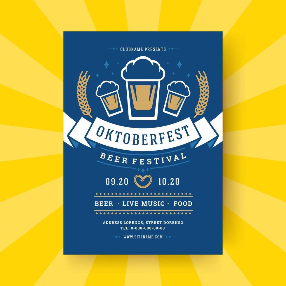 oktoberfeest folder of poster retro typografie sjabloon ontwerp uitnodiging bier festival viering illustratie. vector