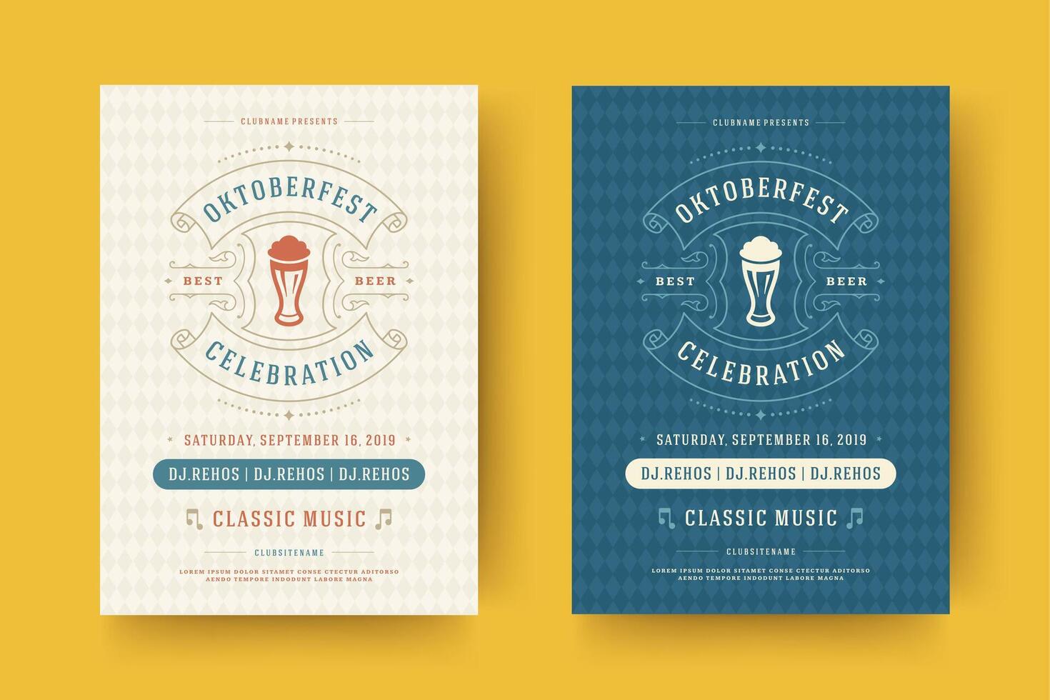 oktoberfeest flyers of posters retro typografie Sjablonen willkommen zum bier festival viering illustratie vector