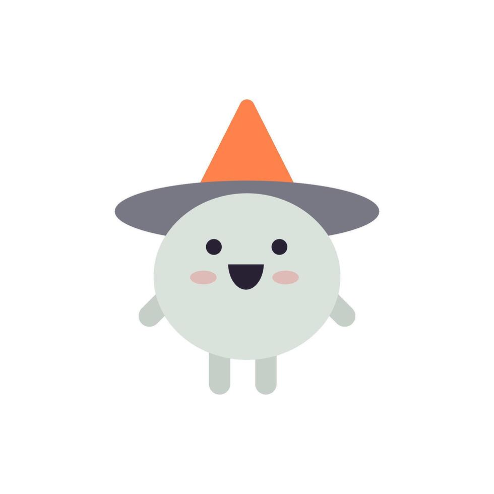 schattig grappig tovenaar in hoed halloween kinderen tekenfilm karakter minimalistische icoon vlak illustratie vector