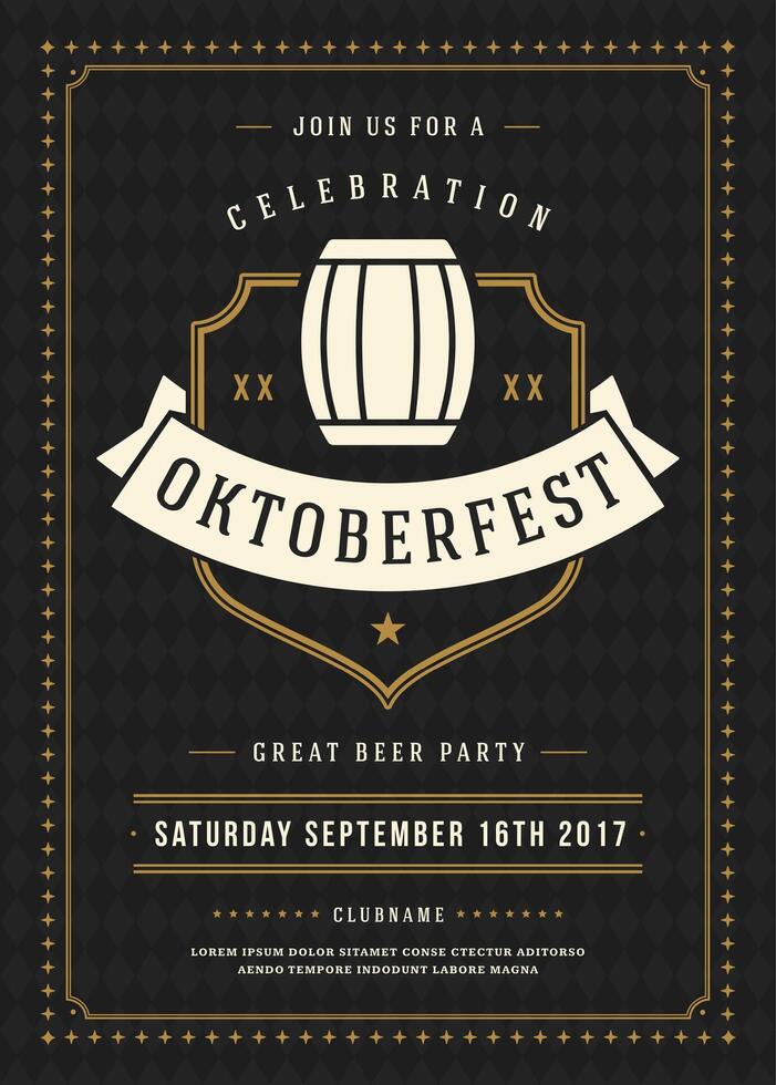 oktoberfeest bier festival viering retro typografie poster vector