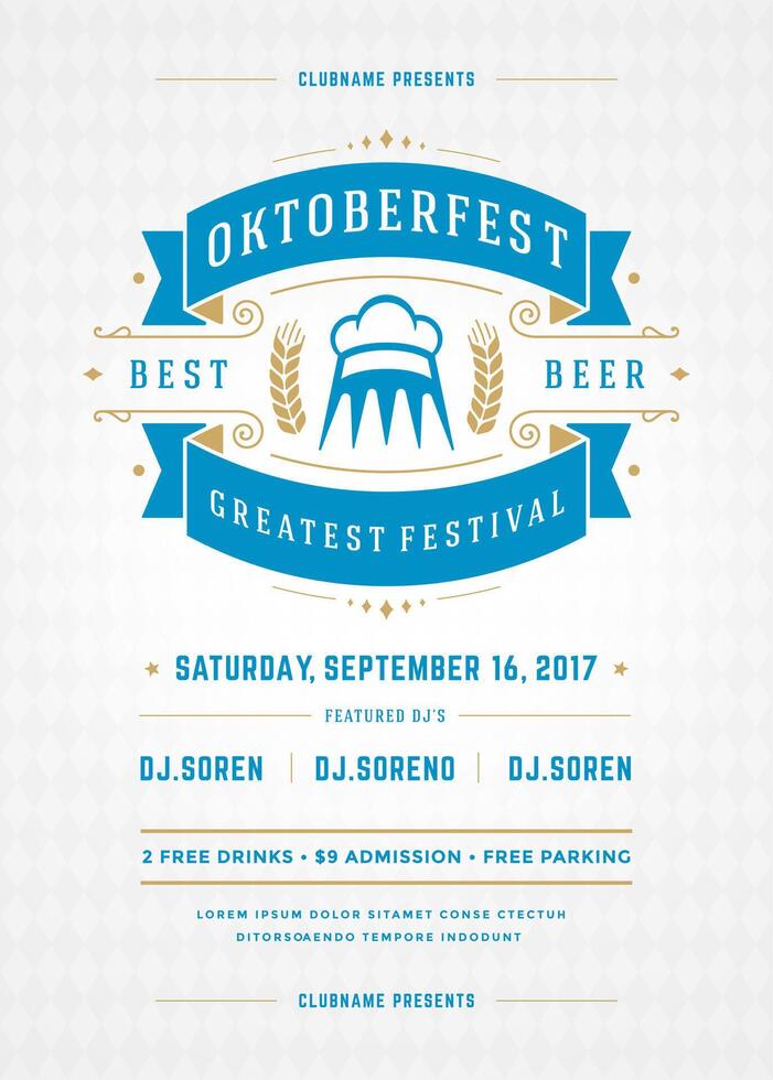 oktoberfeest festival poster markeren bier, muziek, en voedsel vector