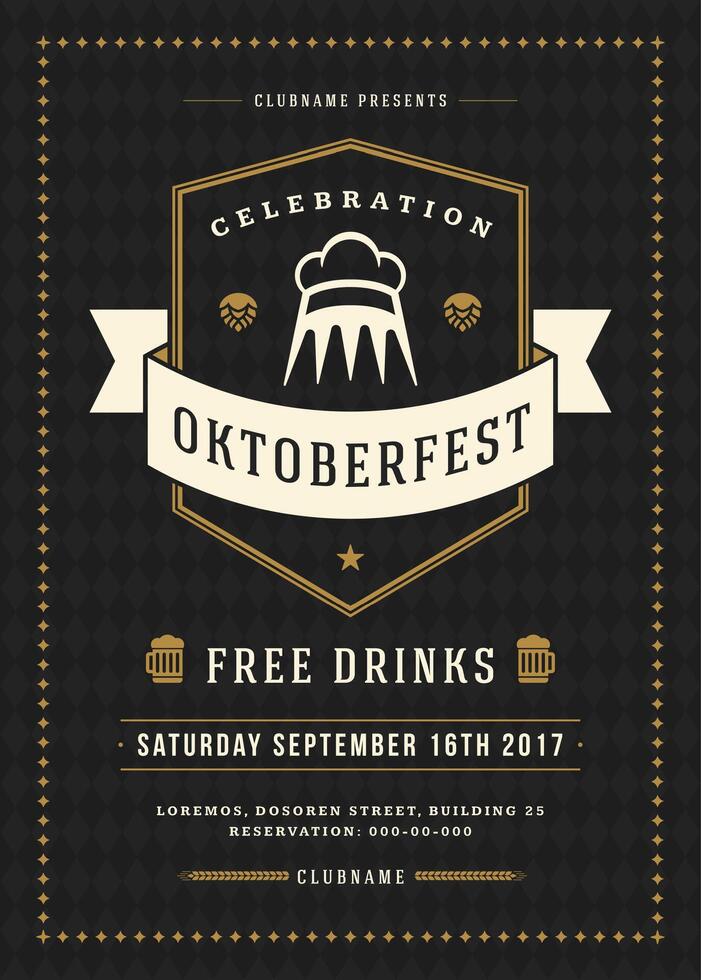 oktoberfeest bier festival viering retro typografie poster vector