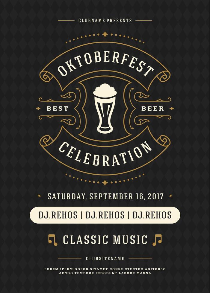 oktoberfeest bier festival viering retro typografie poster vector