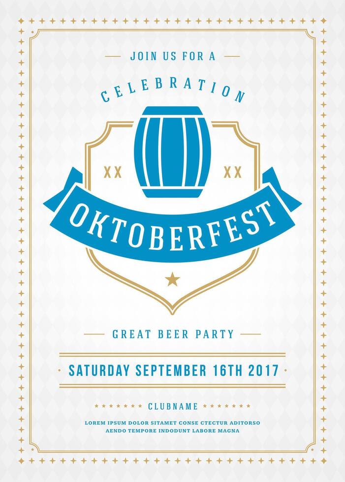 oktoberfeest bier festival viering retro typografie poster vector