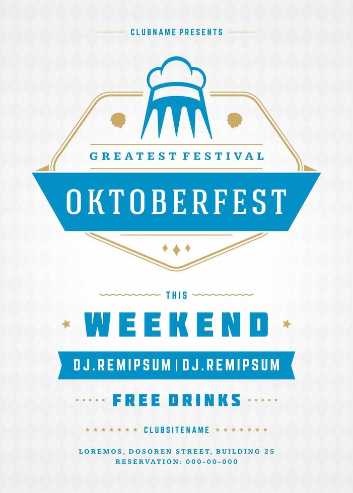 oktoberfeest bier festival viering retro typografie poster vector