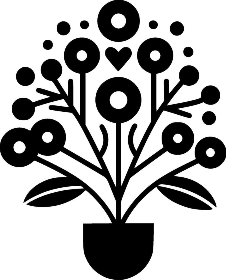 planten, zwart en wit illustratie vector