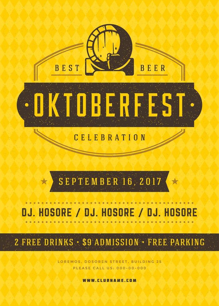 oktoberfeest bier festival viering retro typografie poster vector