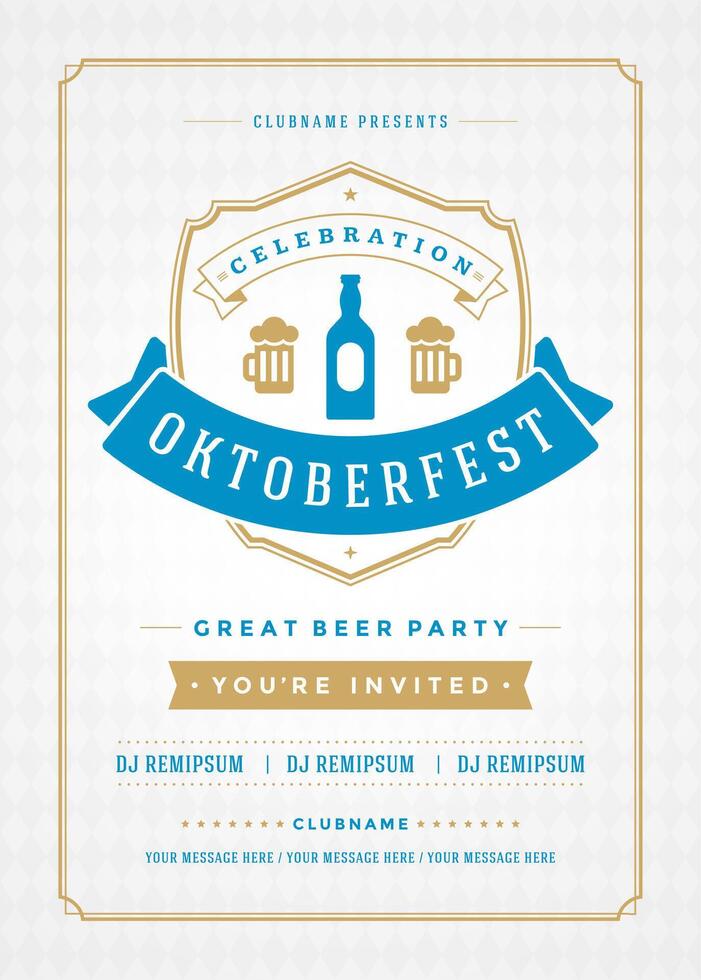 oktoberfeest bier festival viering retro typografie poster of folder vector