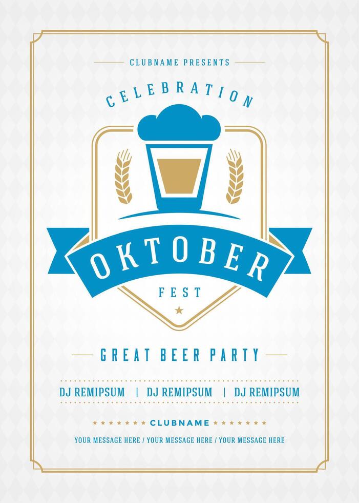 oktoberfeest bier festival viering retro typografie poster of folder vector