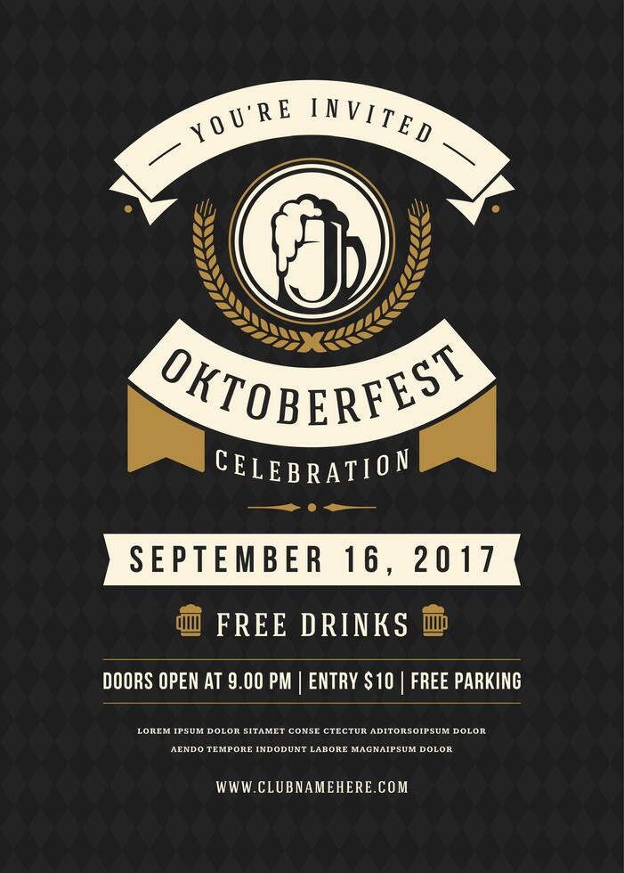 oktoberfeest bier festival viering retro typografie poster vector