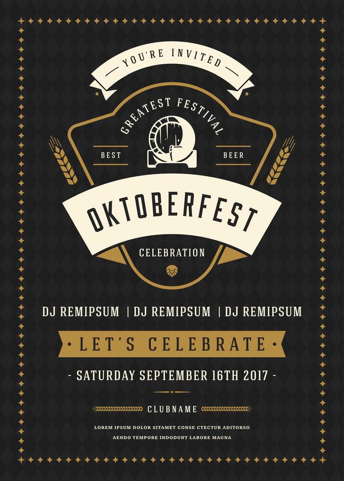 oktoberfeest viering poster met datum en uitnodiging vector