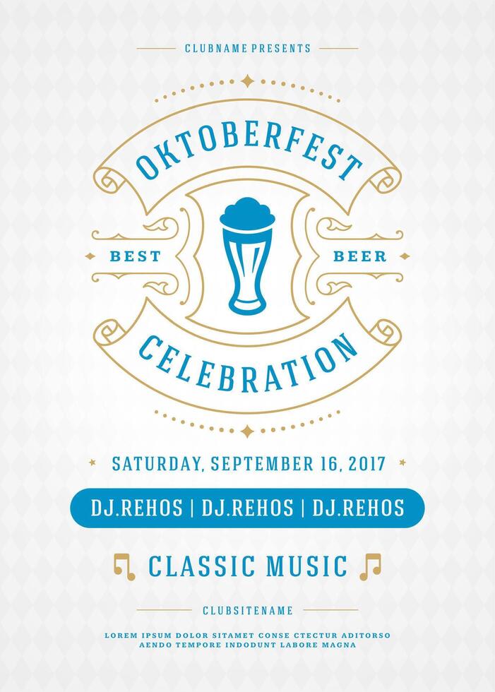 oktoberfeest bier festival viering retro typografie poster of folder vector