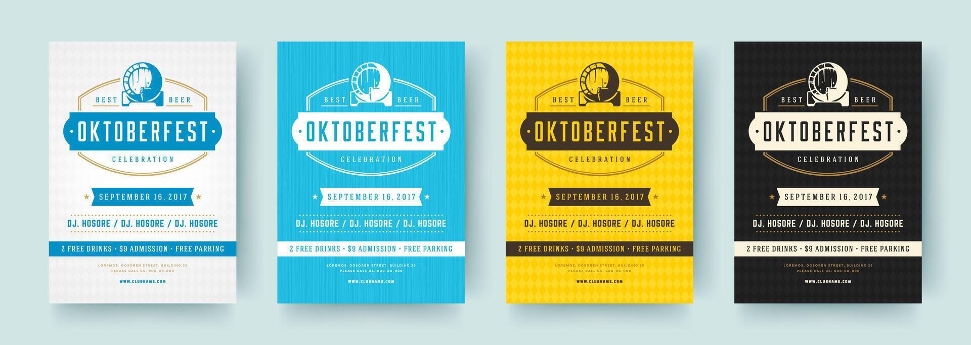 oktoberfeest flyers of posters retro typografie Sjablonen ontwerp uitnodigingen bier festival viering. vector