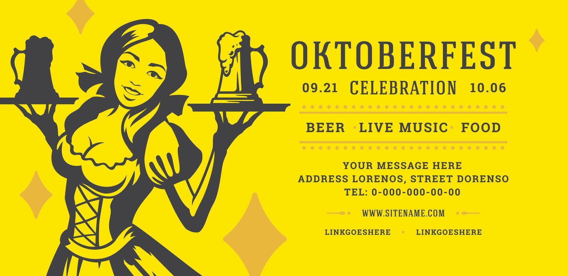 oktoberfeest folder of banier retro typografie sjabloon ontwerp willkommen zum uitnodiging bier festival viering. vector