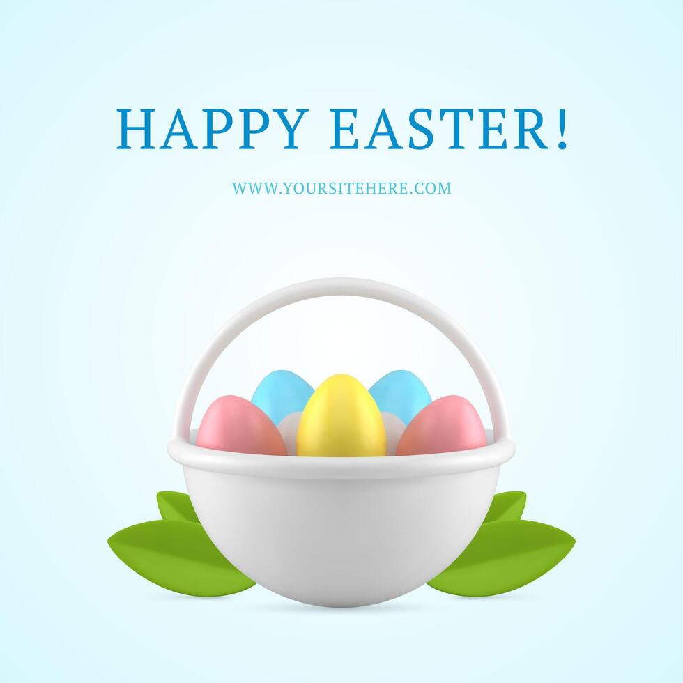 gelukkig Pasen mand vol van kip eieren 3d sociaal media post ontwerp sjabloon realistisch vector