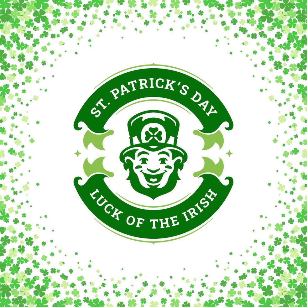 st Patrick dag Lucky Iers elf van Ierse folklore groet sociaal media post sjabloon wijnoogst vlak vector