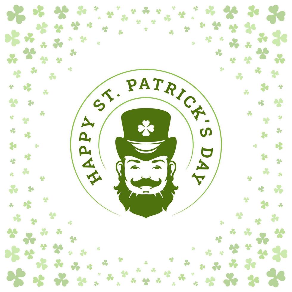 heilige Patrick dag elf van Ierse folklore portret groet sociaal media post sjabloon wijnoogst vlak vector