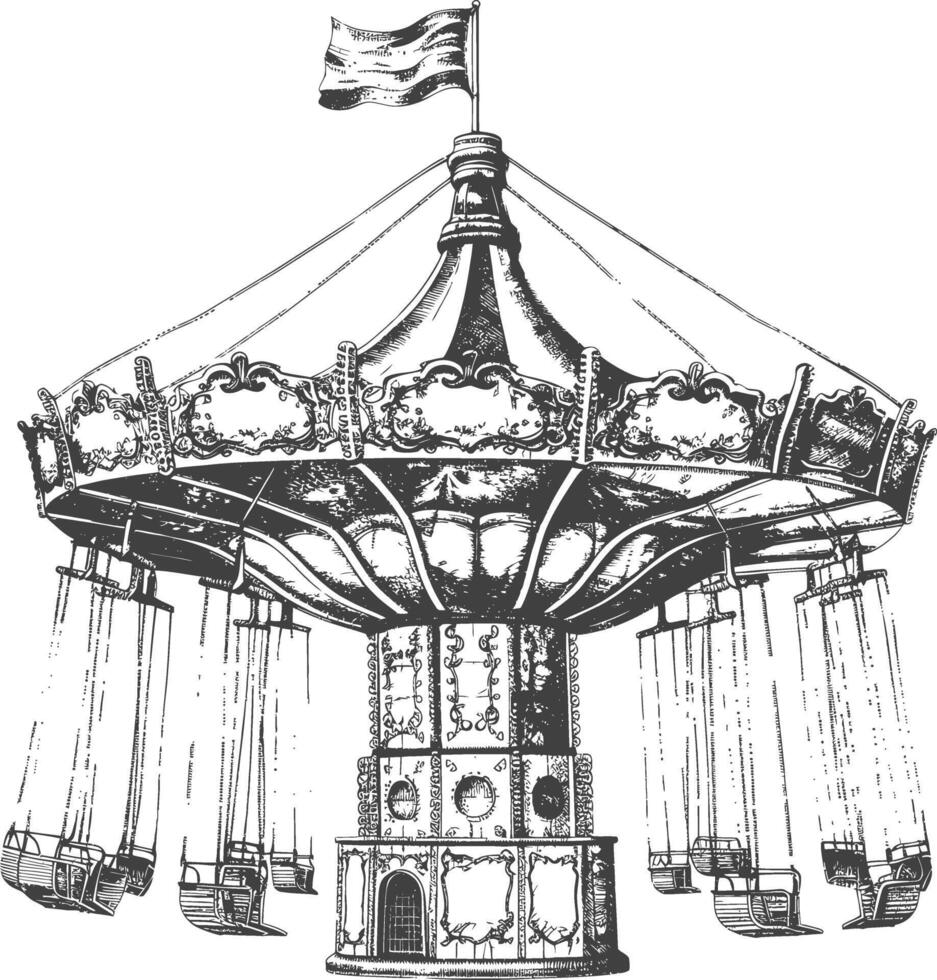 amusement park afbeeldingen gebruik makend van oud gravure stijl zwart kleur enkel en alleen vector