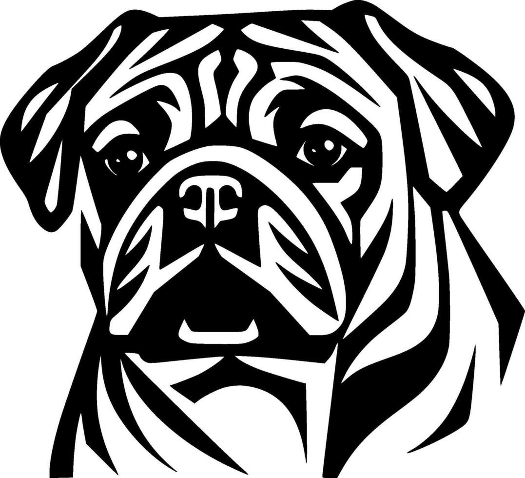 mopshond - zwart en wit geïsoleerd icoon - illustratie vector