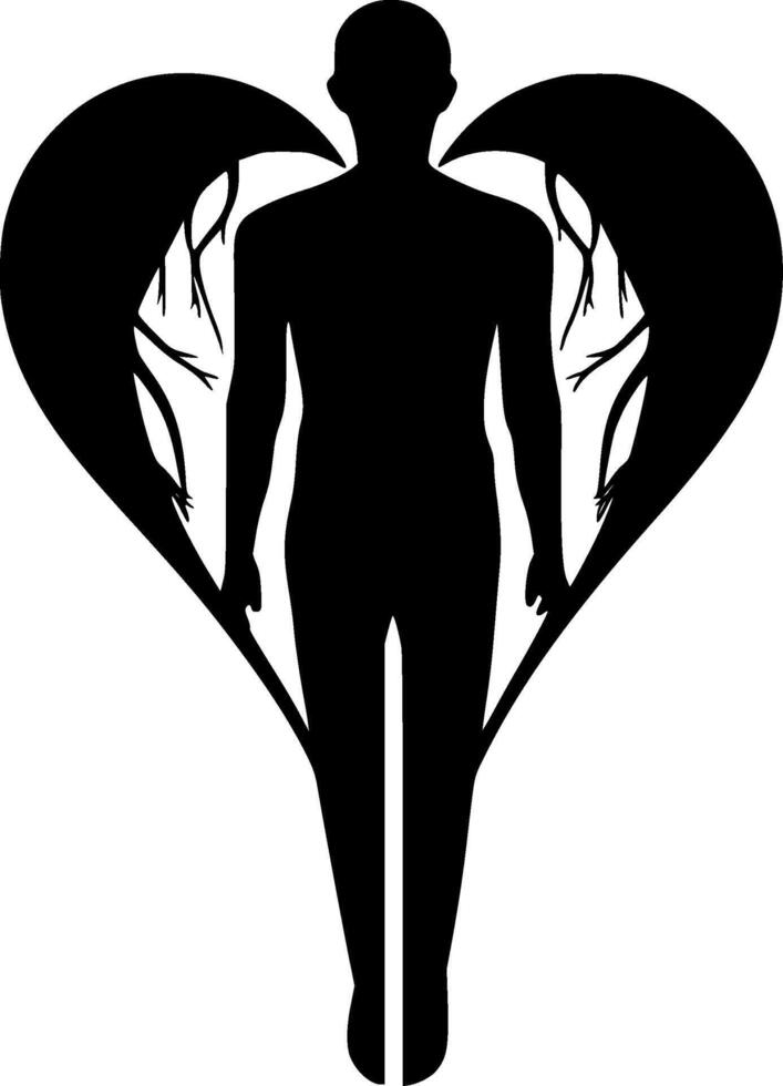 hart - zwart en wit geïsoleerd icoon - illustratie vector