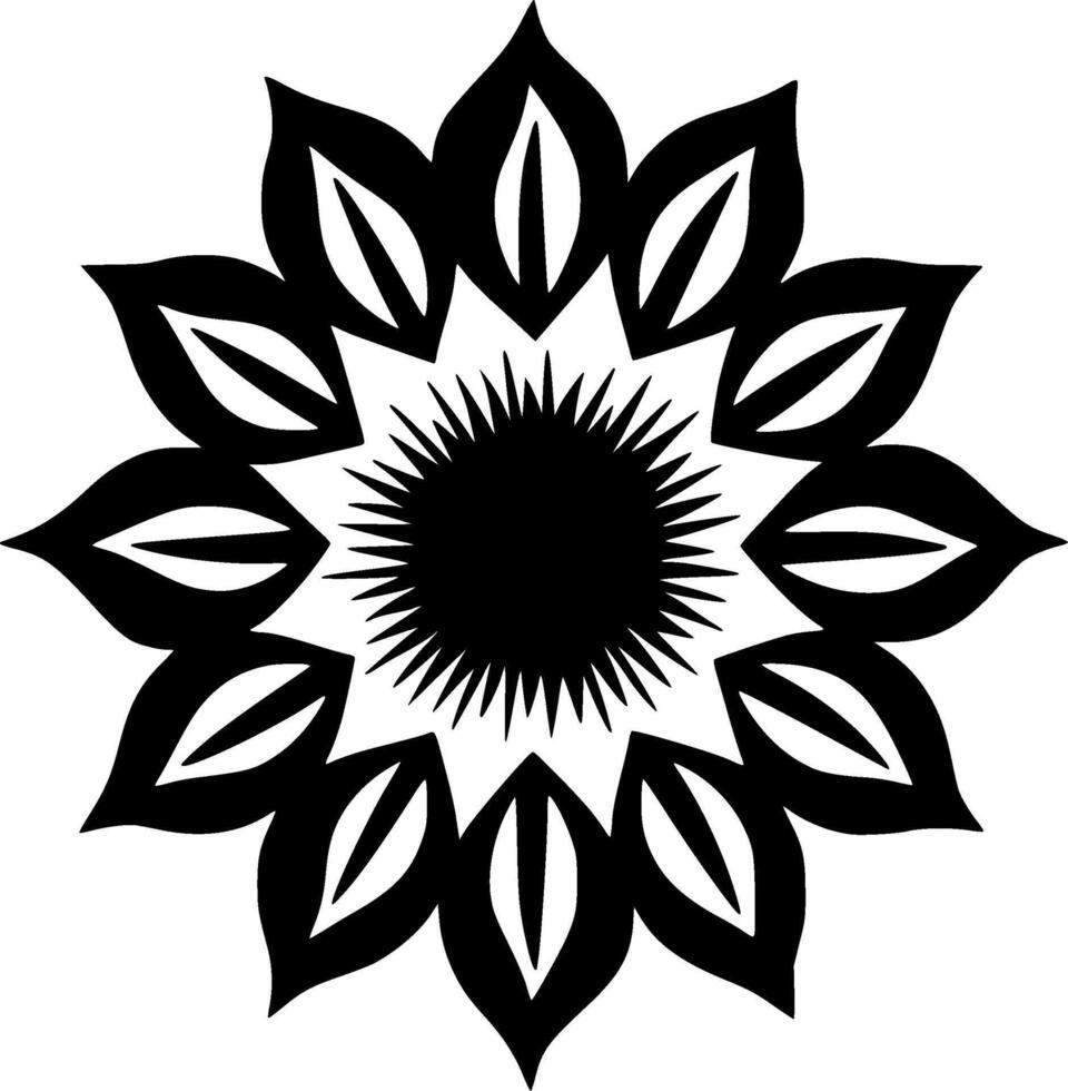 zonnebloem - zwart en wit geïsoleerd icoon - illustratie vector