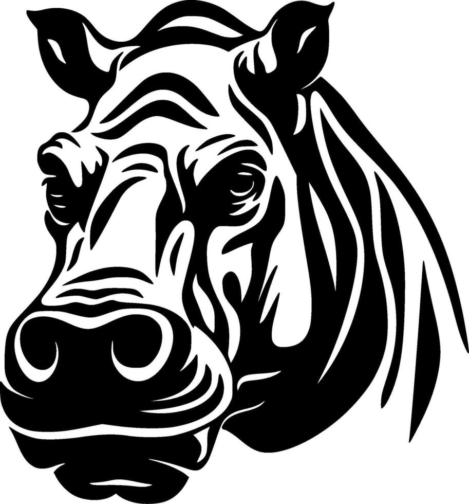 nijlpaard - zwart en wit geïsoleerd icoon - illustratie vector